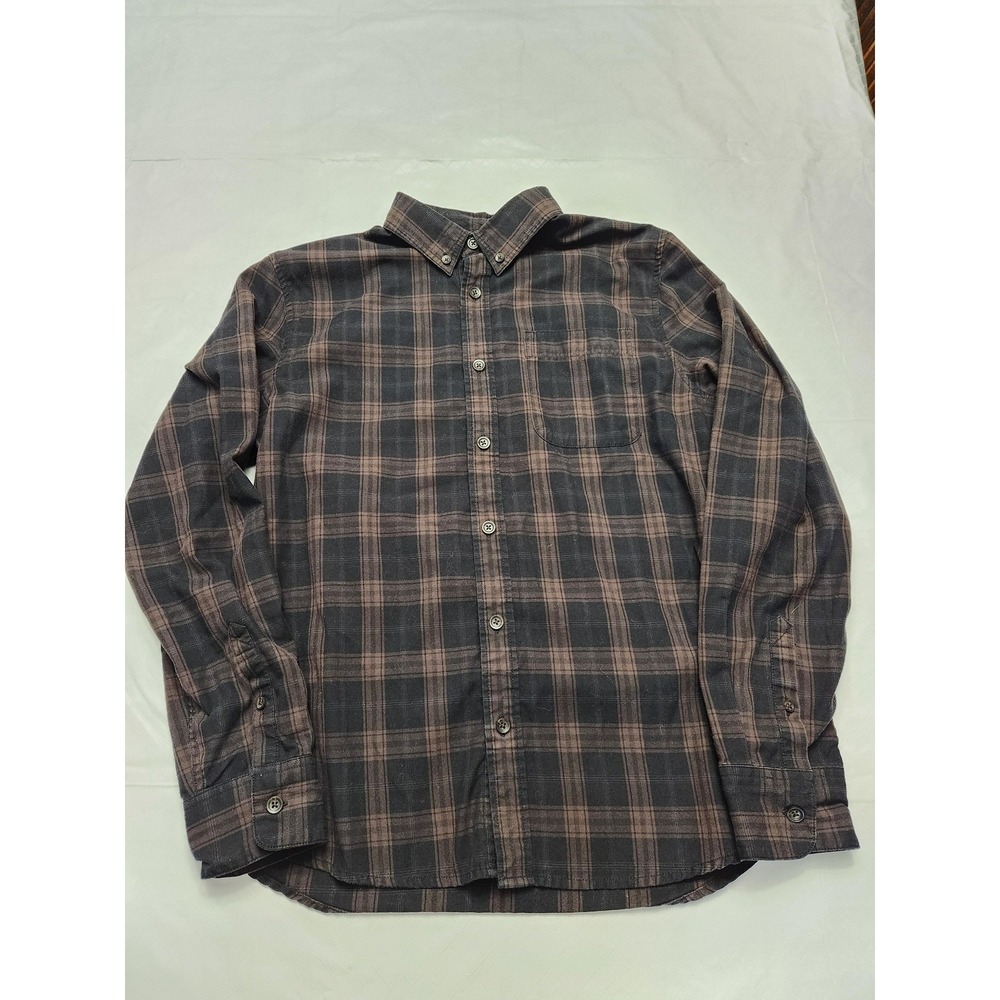 Flint And Tinder Shirt Mens Medium Brown Plaid Flannel Button Down Long Sleeve